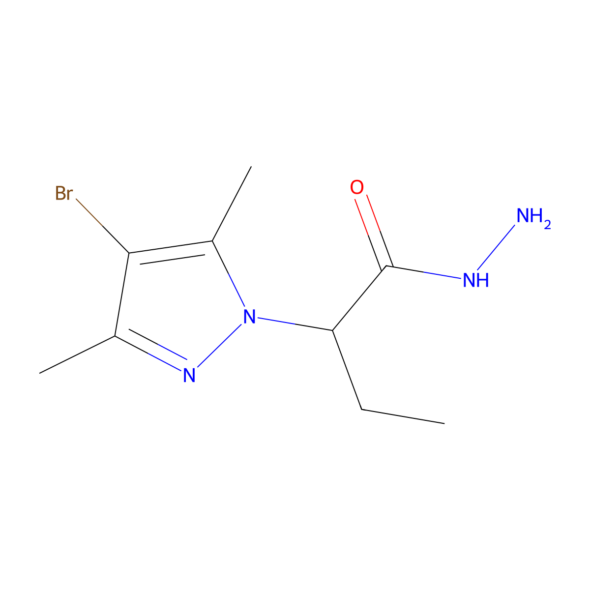 2-(4-bromo-3,5-dimethyl-1H-pyrazol-1-yl)butanehydrazide molecular structure, CAS 1005679-31-1