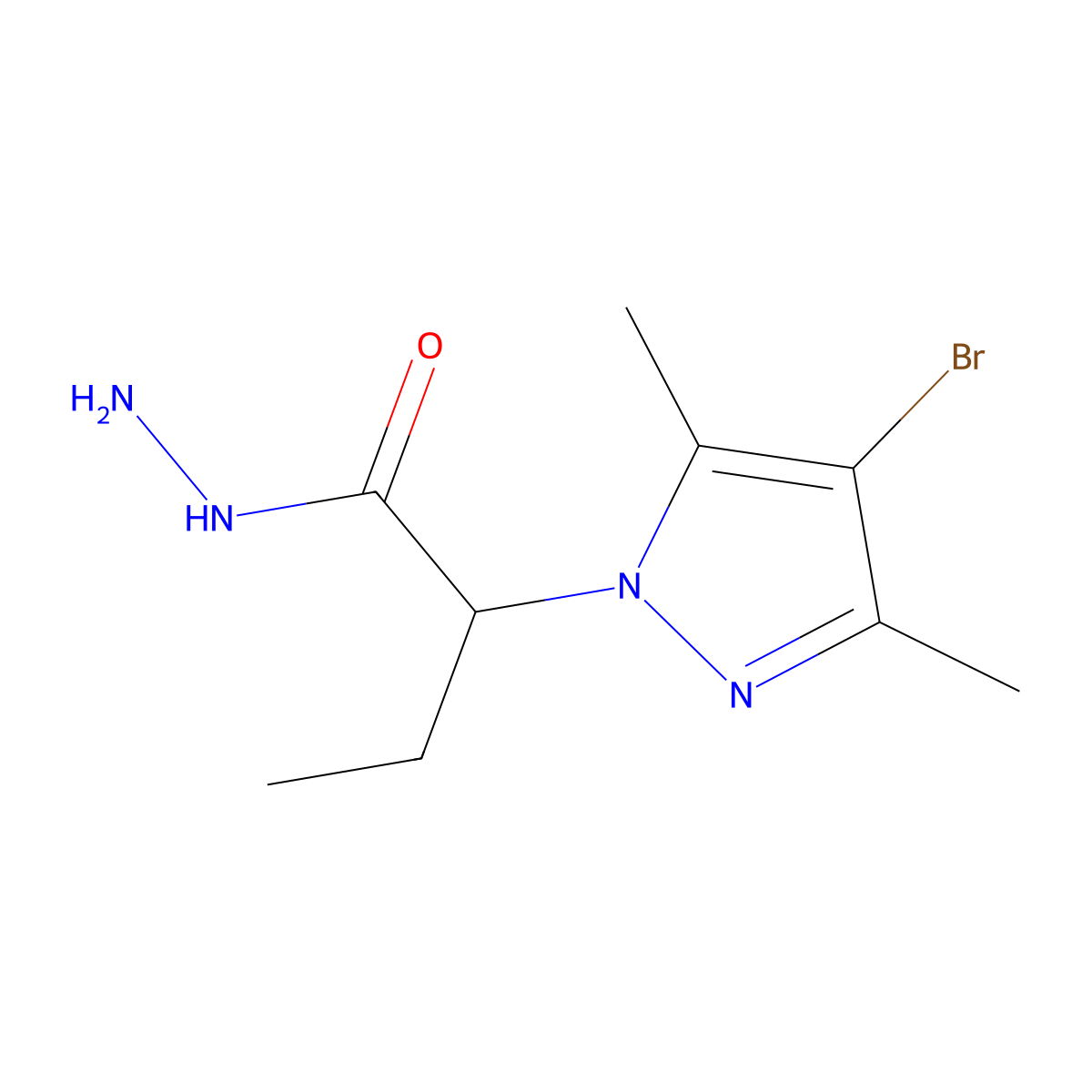 2-(4-bromo-3,5-dimethyl-1H-pyrazol-1-yl)butanehydrazide molecular structure, CAS 1005679-31-1