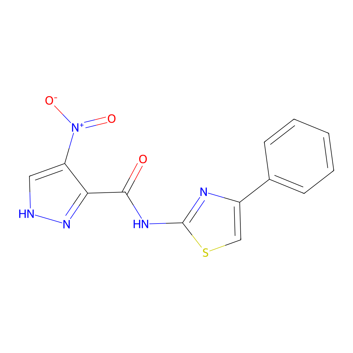 4-nitro-N-(4-phenyl-1,3-thiazol-2-yl)-1H-pyrazole-3-carboxamide molecular structure, CAS 1005679-98-0