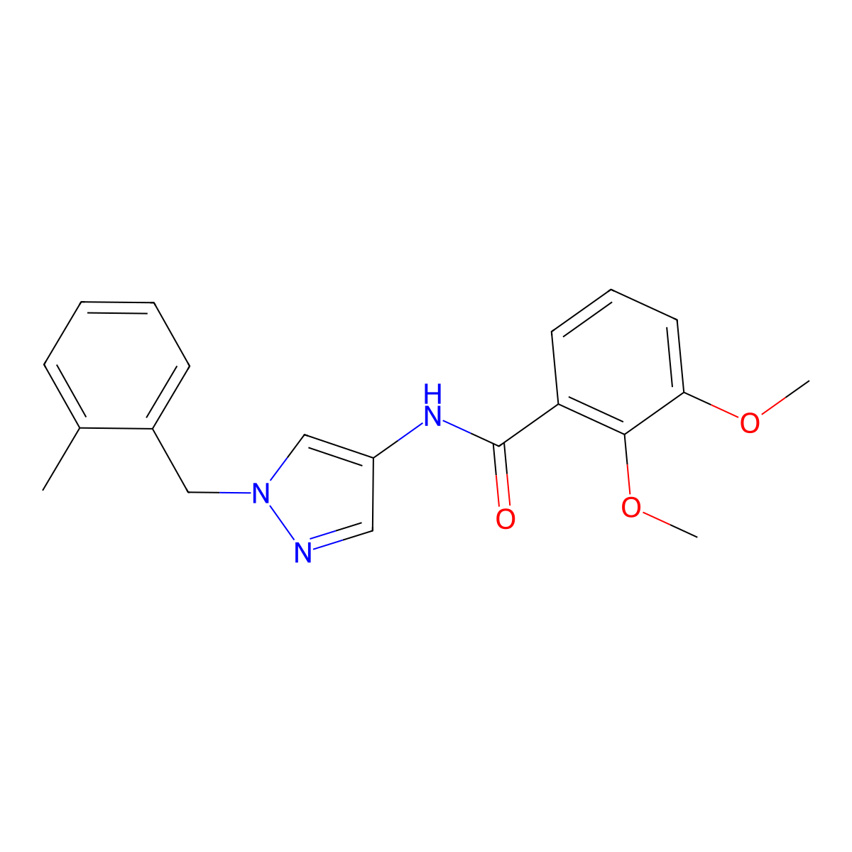 2,3-dimethoxy-N-[1-(2-methylbenzyl)-1H-pyrazol-4-yl]benzamide molecular structure, CAS 1005679-99-1