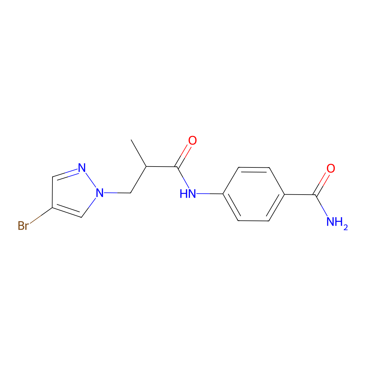 4-[[3-(4-Bromopyrazol-1-yl)-2-methylpropanoyl]amino]benzamide molecular structure, CAS 1005680-12-5