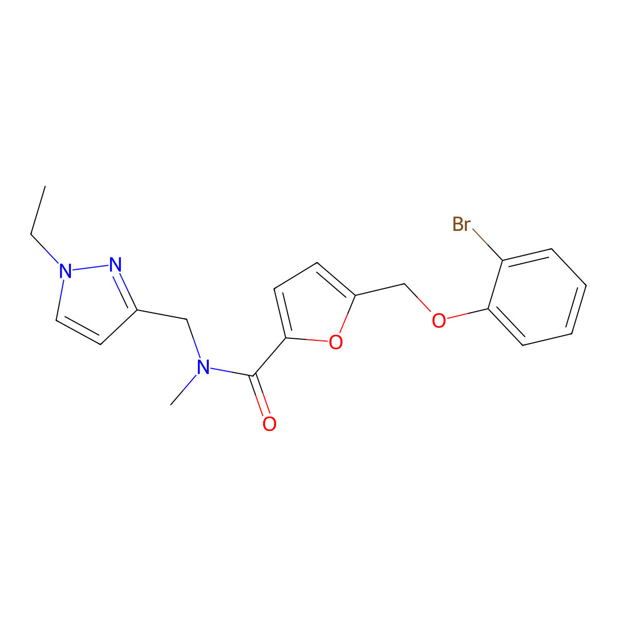5-[(2-bromophenoxy)methyl]-N-[(1-ethylpyrazol-3-yl)methyl]-N-methylfuran-2-carboxamide molecular structure, CAS 1005680-82-9