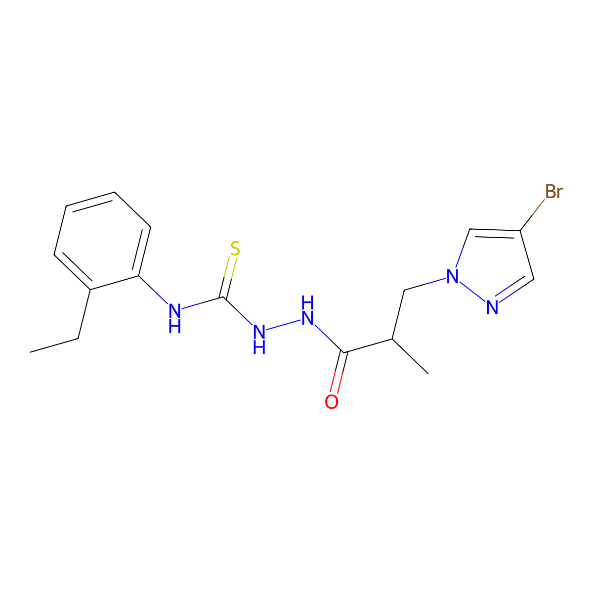 1-[[3-(4-Bromopyrazol-1-yl)-2-methylpropanoyl]amino]-3-(2-ethylphenyl)thiourea molecular structure, CAS 1005680-89-6