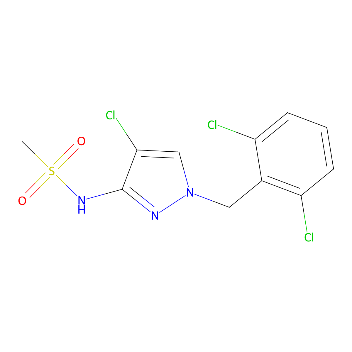 N-[4-chloro-1-(2,6-dichlorobenzyl)-1H-pyrazol-3-yl]methanesulfonamide molecular structure, CAS 1005681-40-2