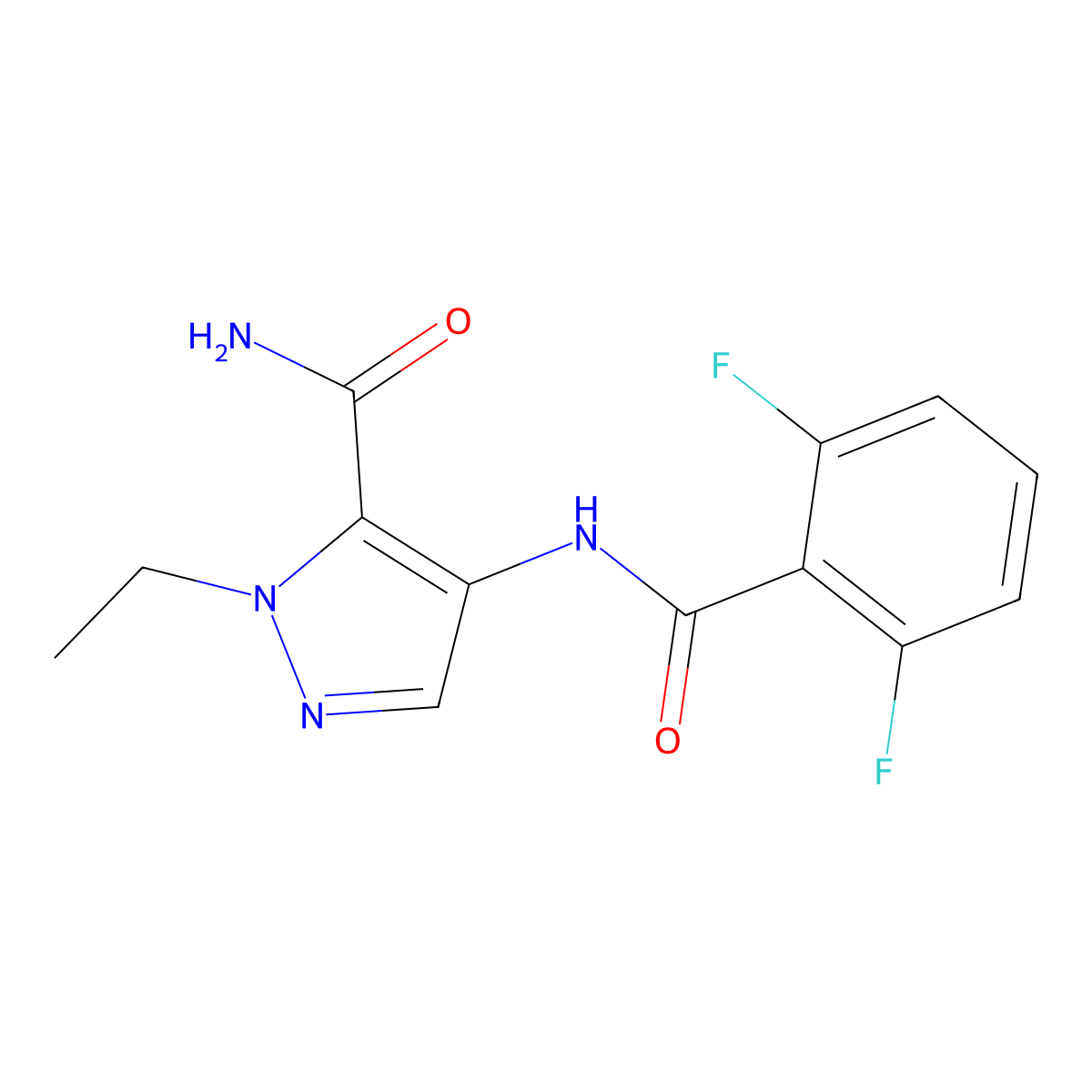 4-[(2,6-Difluorobenzoyl)amino]-2-ethylpyrazole-3-carboxamide molecular structure, CAS 1005681-66-2