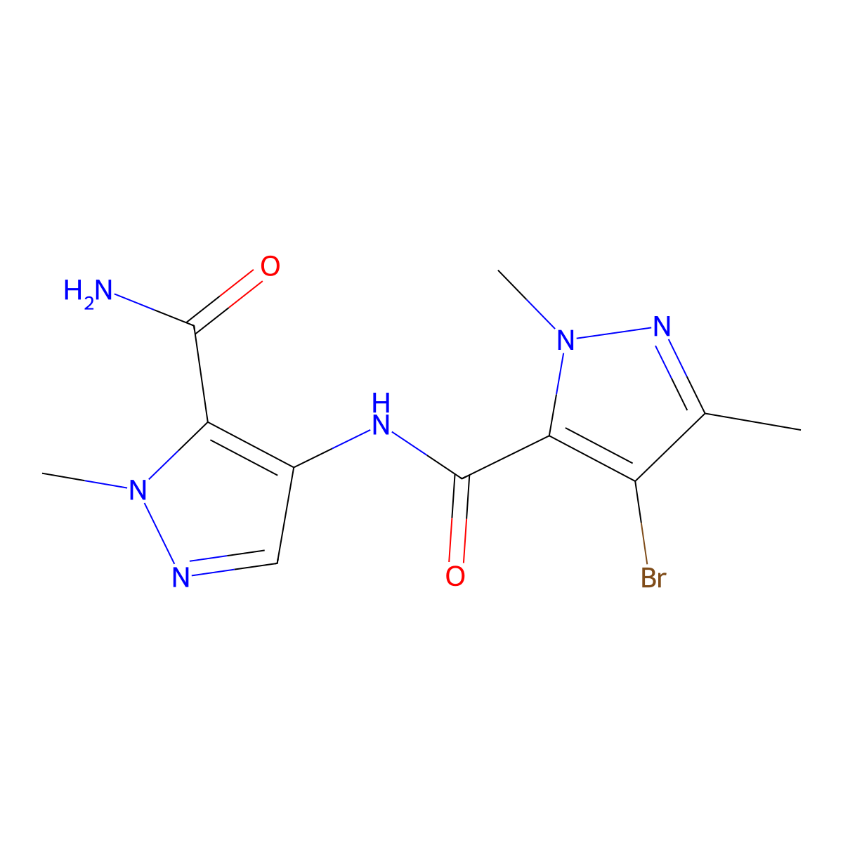4-bromo-N-(5-carbamoyl-1-methylpyrazol-4-yl)-2,5-dimethylpyrazole-3-carboxamide molecular structure, CAS 1005681-69-5