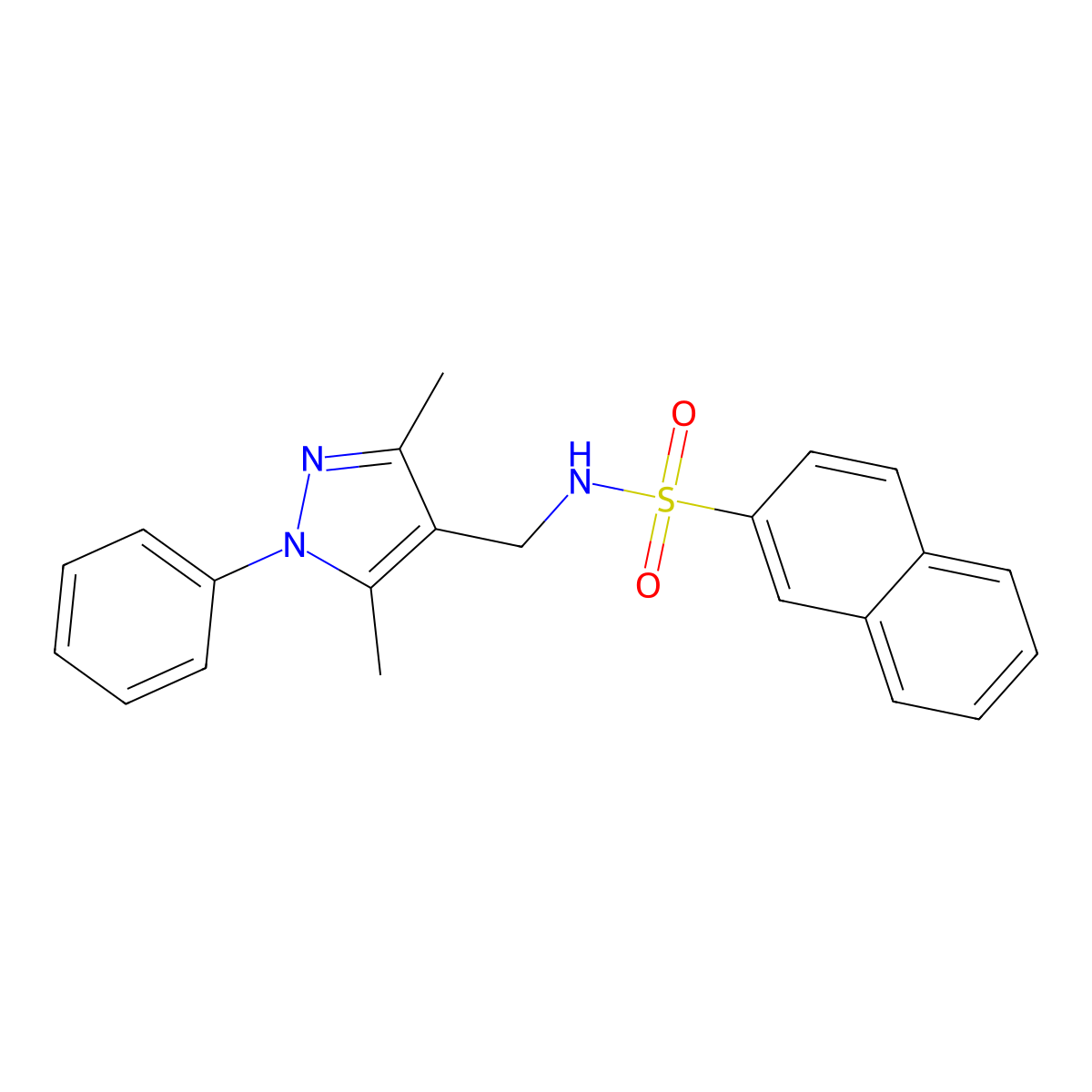 N-[(3,5-dimethyl-1-phenylpyrazol-4-yl)methyl]naphthalene-2-sulfonamide molecular structure, CAS 1005681-83-3