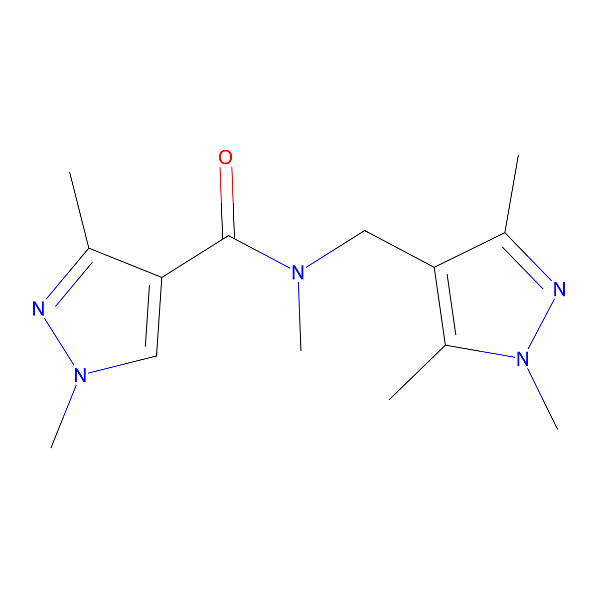 N,1,3-trimethyl-N-[(1,3,5-trimethyl-1H-pyrazol-4-yl)methyl]-1H-pyrazole-4-carboxamide molecular structure, CAS 1005681-99-1