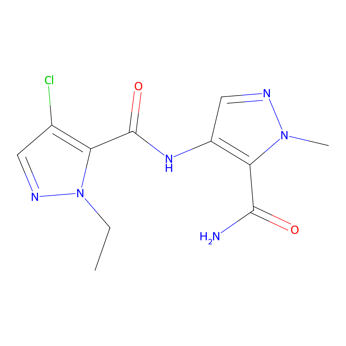 4-[(4-Chloro-2-ethylpyrazole-3-carbonyl)amino]-2-methylpyrazole-3-carboxamide molecular structure, CAS 1005682-02-9