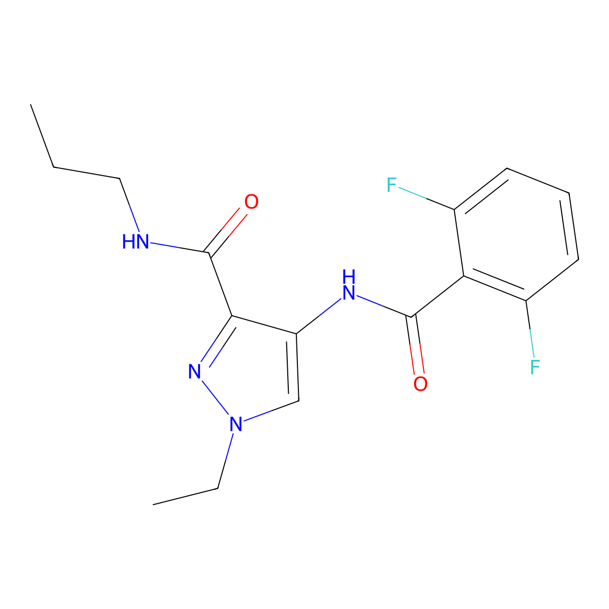 4-[(2,6-difluorobenzoyl)amino]-1-ethyl-N-propylpyrazole-3-carboxamide molecular structure, CAS 1005683-05-5