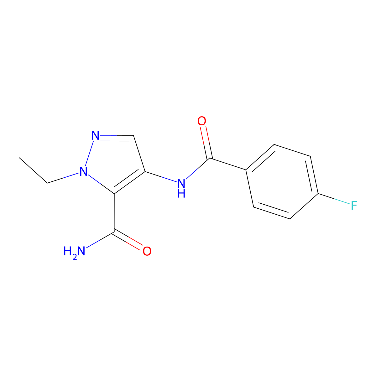 2-Ethyl-4-[(4-fluorobenzoyl)amino]pyrazole-3-carboxamide molecular structure, CAS 1005684-08-1