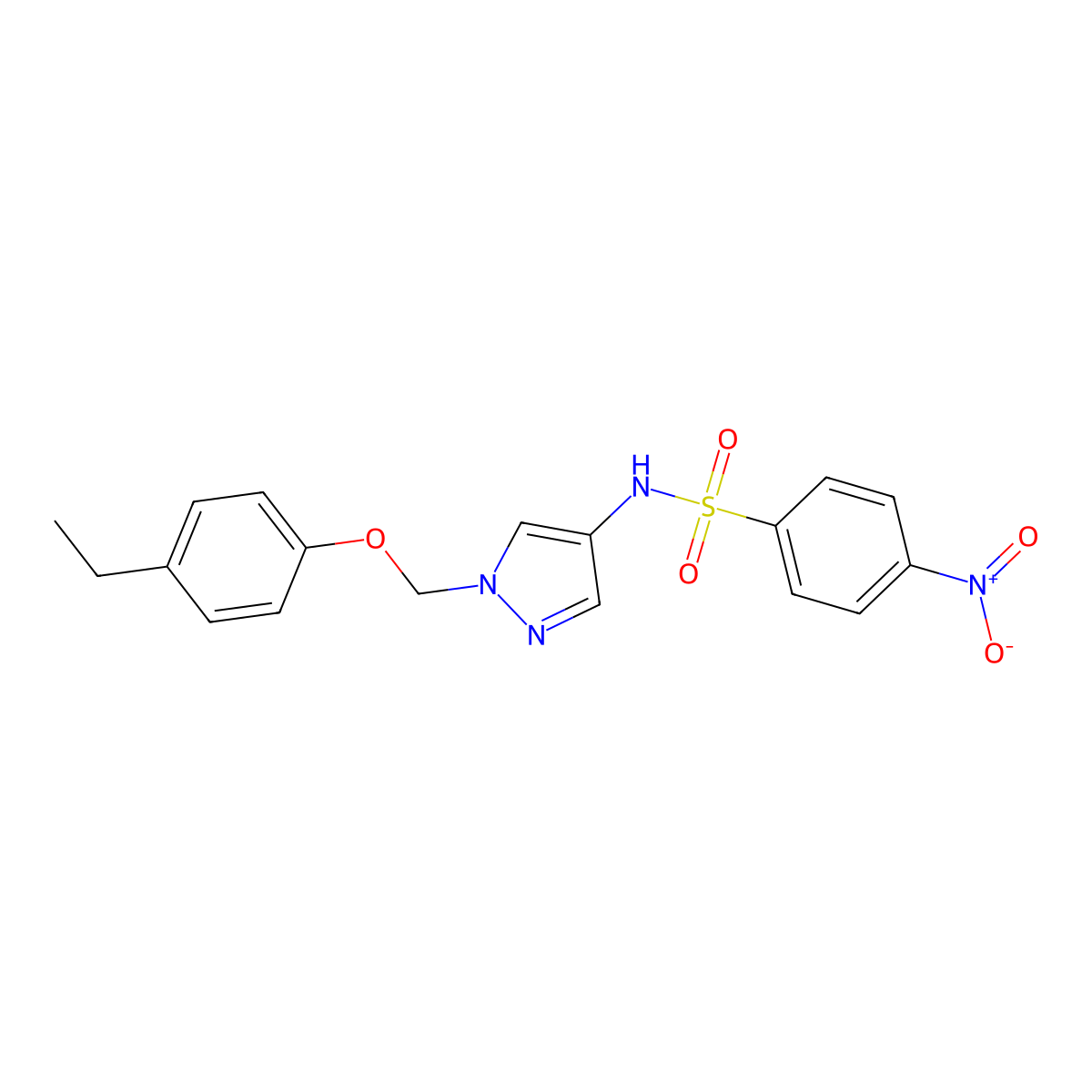 N-{1-[(4-ethylphenoxy)methyl]-1H-pyrazol-4-yl}-4-nitrobenzenesulfonamide molecular structure, CAS 1005684-95-6