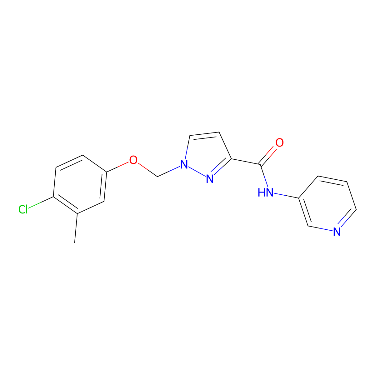 1-[(4-chloro-3-methylphenoxy)methyl]-N-pyridin-3-ylpyrazole-3-carboxamide molecular structure, CAS 1005684-97-8