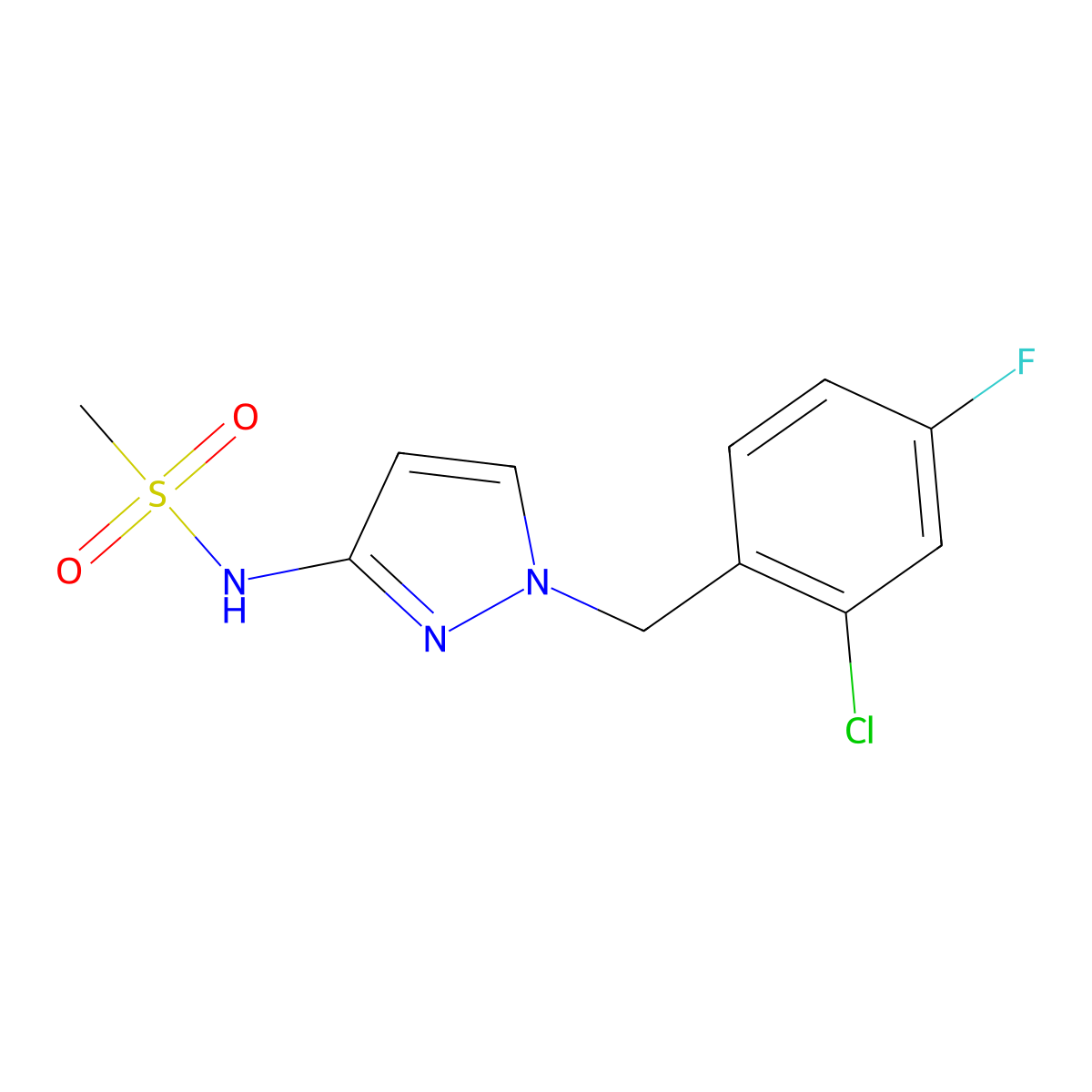 N-[1-(2-chloro-4-fluorobenzyl)-1H-pyrazol-3-yl]methanesulfonamide molecular structure, CAS 1005685-14-2