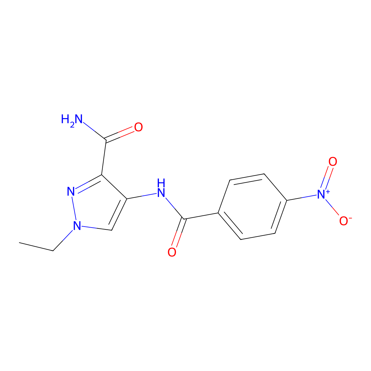 1-Ethyl-4-[(4-nitrobenzoyl)amino]pyrazole-3-carboxamide molecular structure, CAS 1005685-48-2