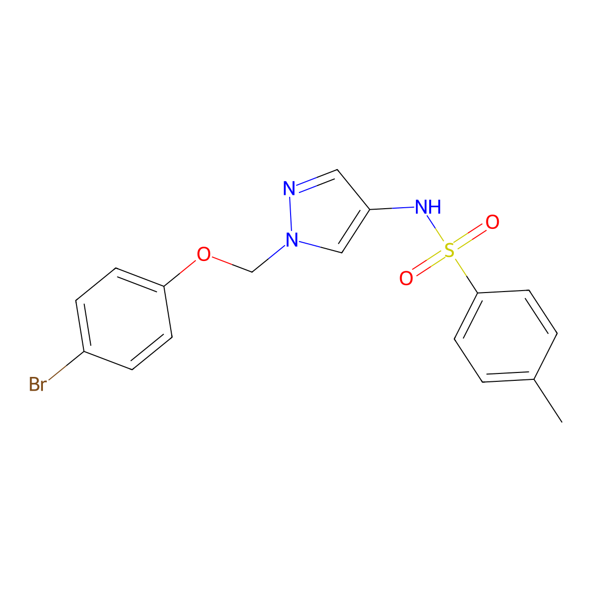 N-{1-[(4-bromophenoxy)methyl]-1H-pyrazol-4-yl}-4-methylbenzenesulfonamide molecular structure, CAS 1005686-82-7