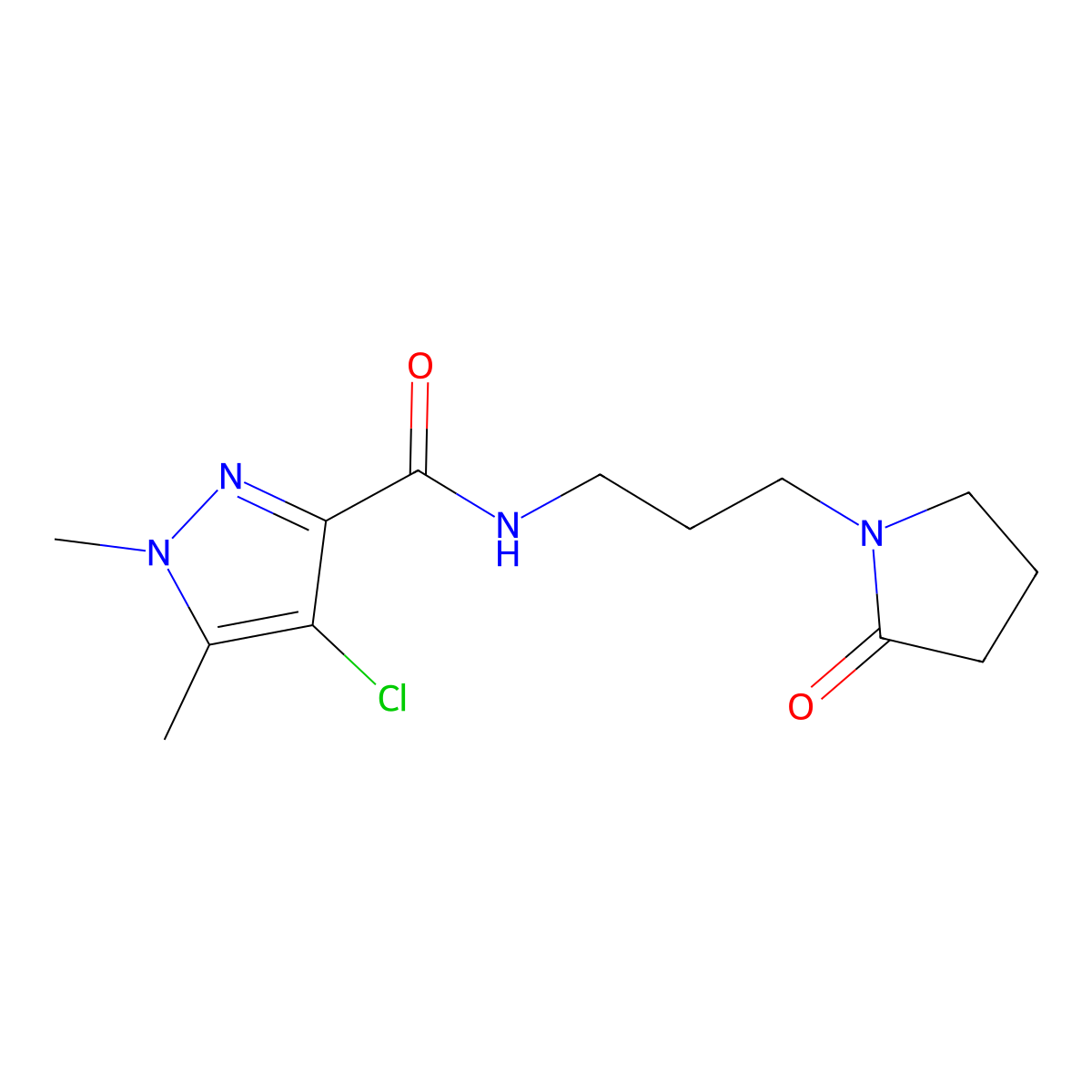 4-chloro-1,5-dimethyl-N-[3-(2-oxopyrrolidin-1-yl)propyl]pyrazole-3-carboxamide molecular structure, CAS 1005688-87-8
