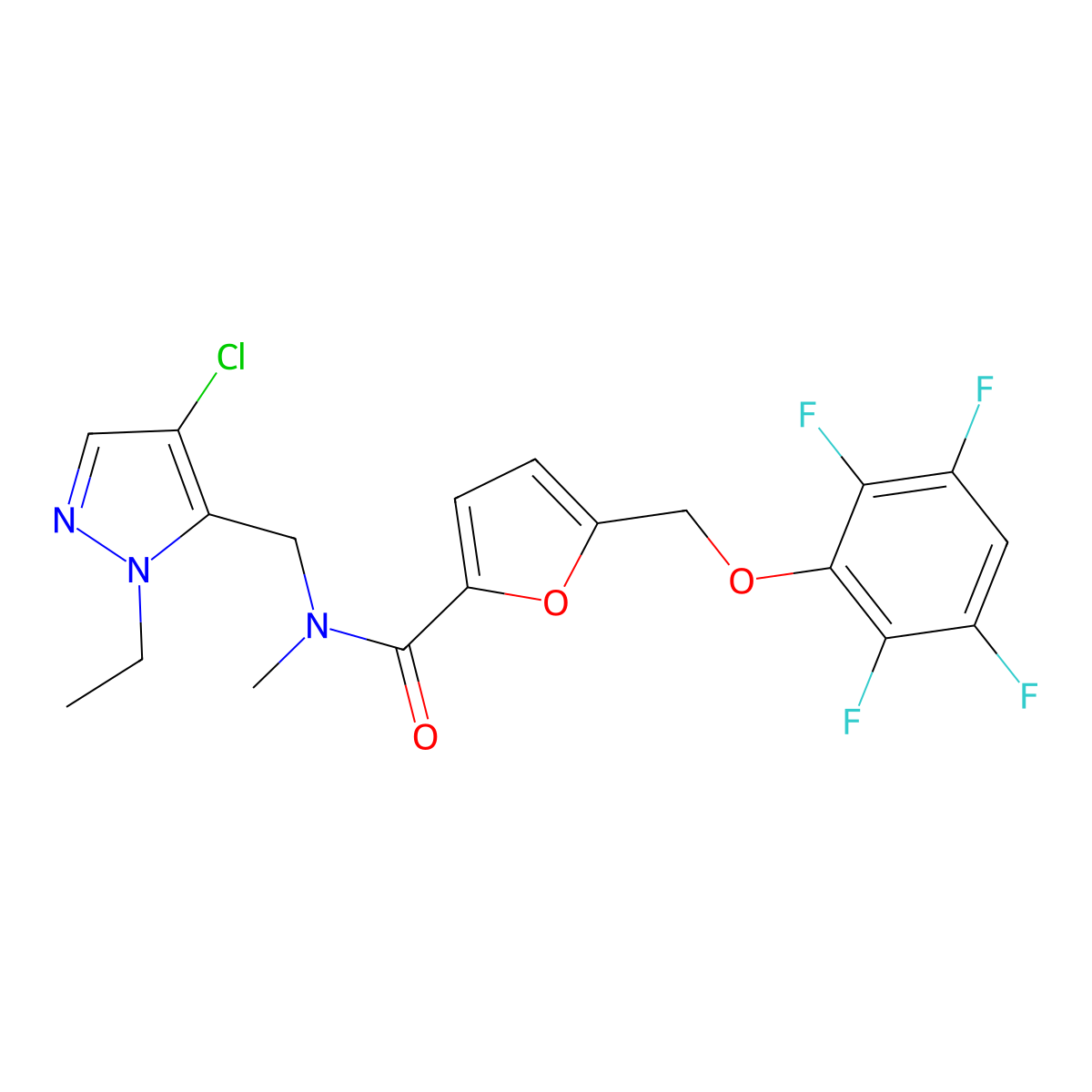 N-[(4-chloro-1-ethyl-1H-pyrazol-5-yl)methyl]-N-methyl-5-[(2,3,5,6-tetrafluorophenoxy)methyl]furan-2-carboxamide molecular structure, CAS 1005690-23-2