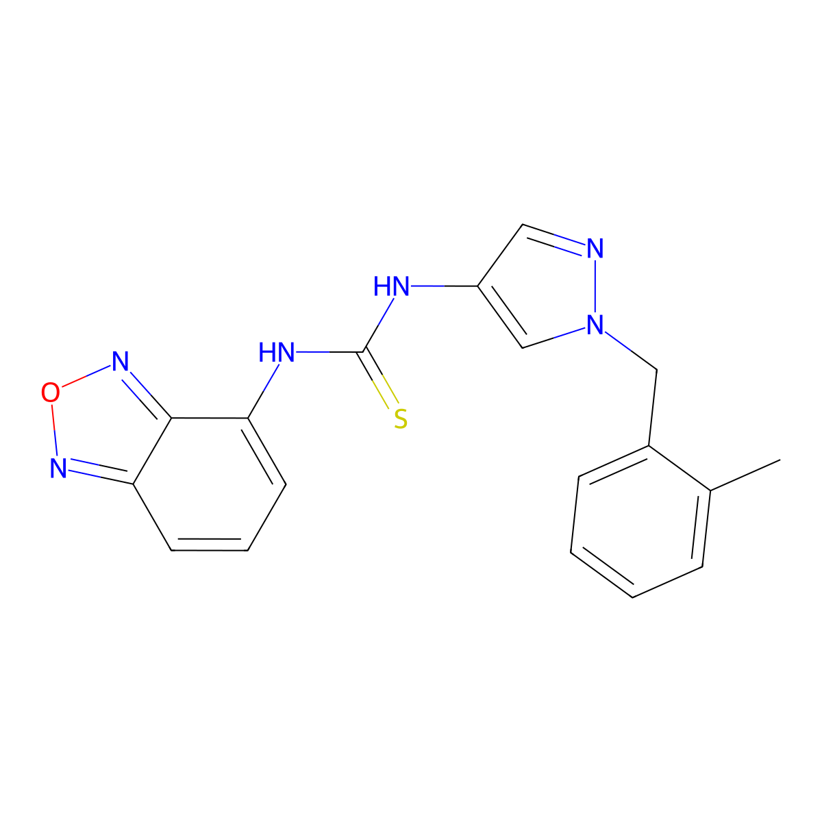 1-(2,1,3-Benzoxadiazol-4-yl)-3-[1-[(2-methylphenyl)methyl]pyrazol-4-yl]thiourea molecular structure, CAS 1005690-39-0