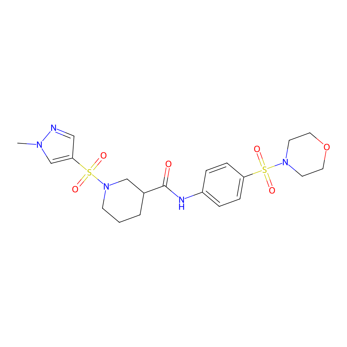 1-[(1-methyl-1H-pyrazol-4-yl)sulfonyl]-N-[4-(morpholin-4-ylsulfonyl)phenyl]piperidine-3-carboxamide molecular structure, CAS 1005690-41-4
