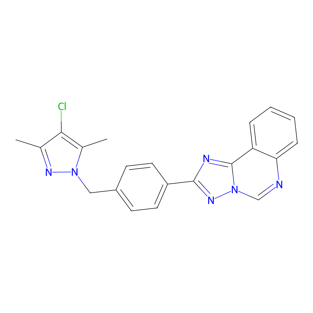 2-{4-[(4-chloro-3,5-dimethyl-1H-pyrazol-1-yl)methyl]phenyl}[1,2,4]triazolo[1,5-c]quinazoline molecular structure, CAS 1005690-63-0