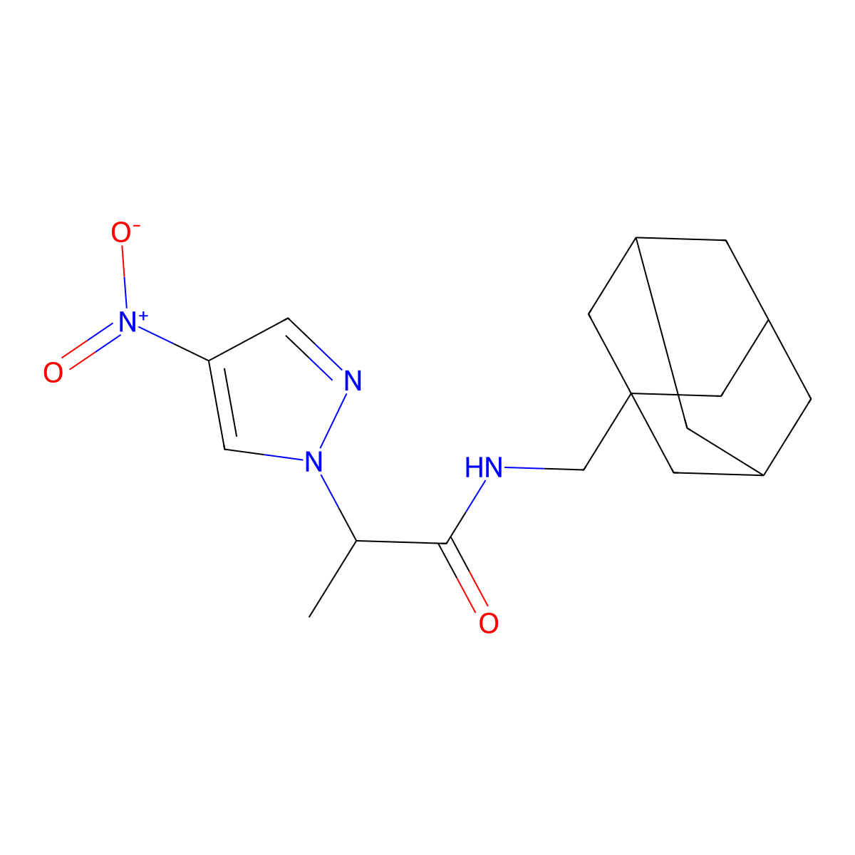 N-(1-adamantylmethyl)-2-(4-nitropyrazol-1-yl)propanamide molecular structure, CAS 1005692-40-9