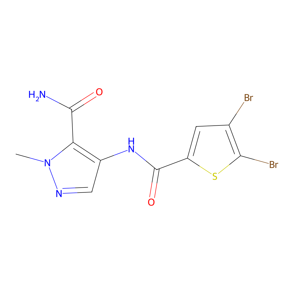 4-[(4,5-Dibromothiophene-2-carbonyl)amino]-2-methylpyrazole-3-carboxamide molecular structure, CAS 1005692-74-9