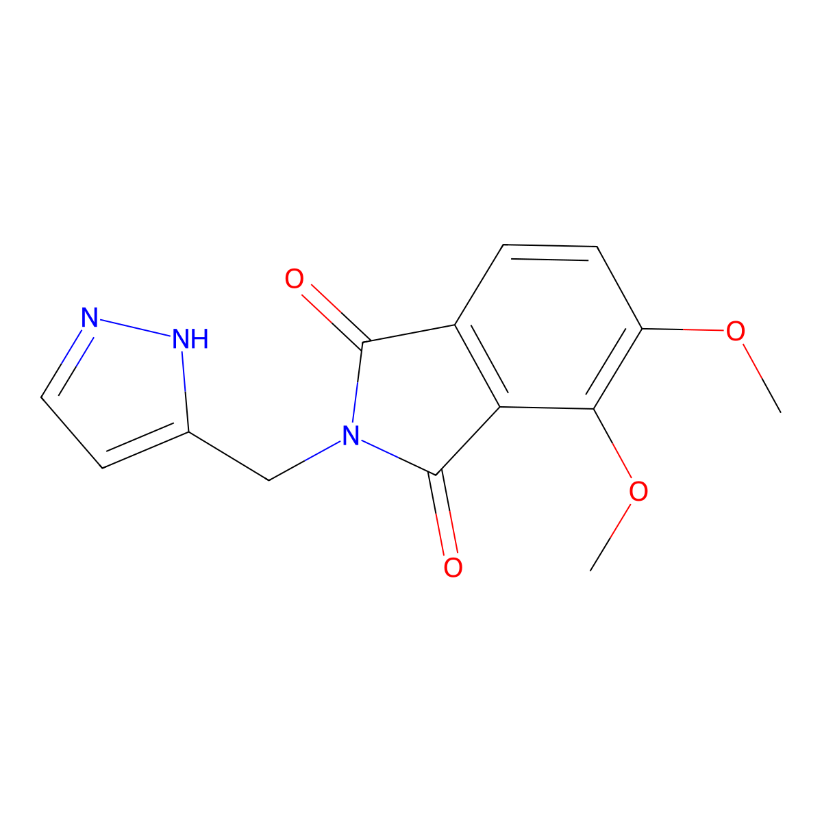 4,5-dimethoxy-2-(1H-pyrazol-5-ylmethyl)isoindole-1,3-dione molecular structure, CAS 1005693-46-8