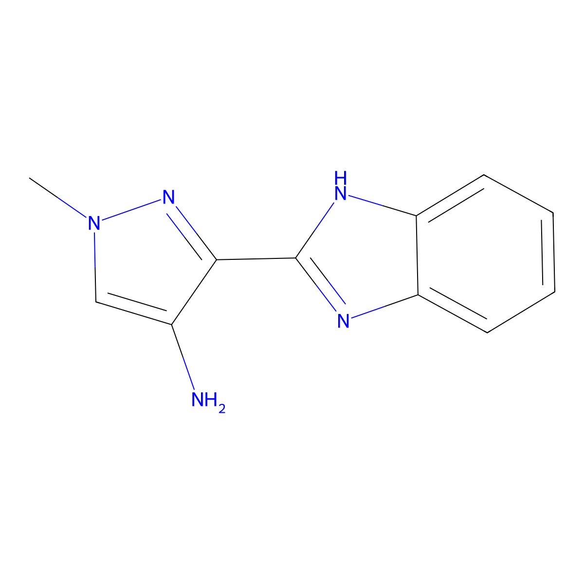3-(1H-benzo[d]imidazol-2-yl)-1-methyl-1H-pyrazol-4-amine molecular structure, CAS 1005694-00-7