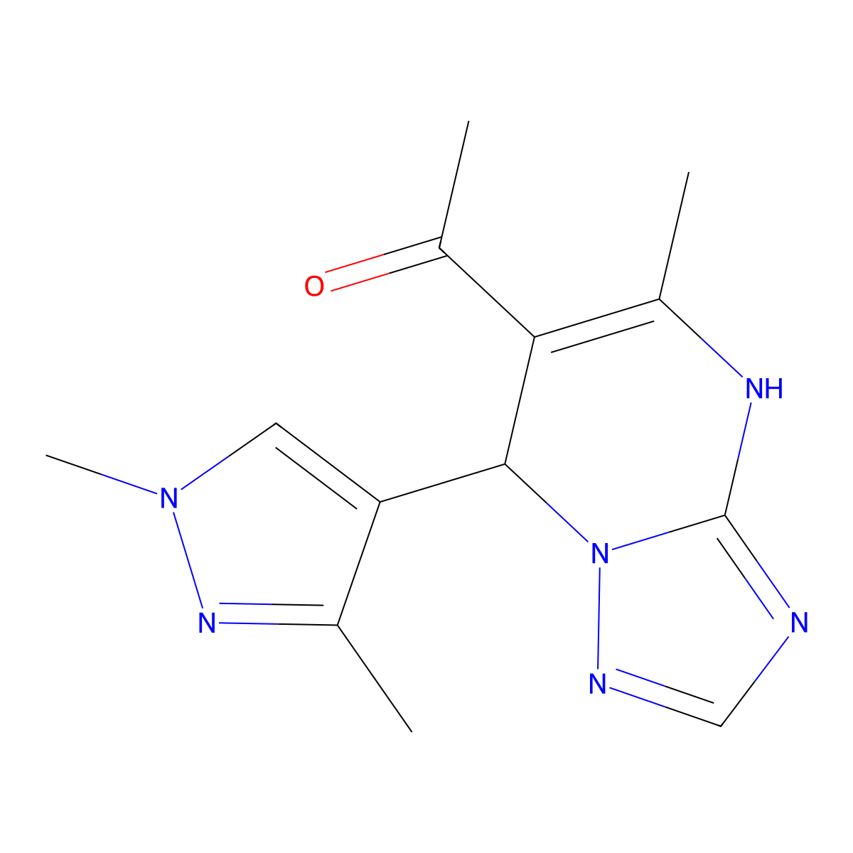 1-[7-(1,3-Dimethylpyrazol-4-yl)-5-methyl-1,7-dihydro-[1,2,4]triazolo[1,5-a]pyrimidin-6-yl]ethanone molecular structure, CAS 1005694-04-1