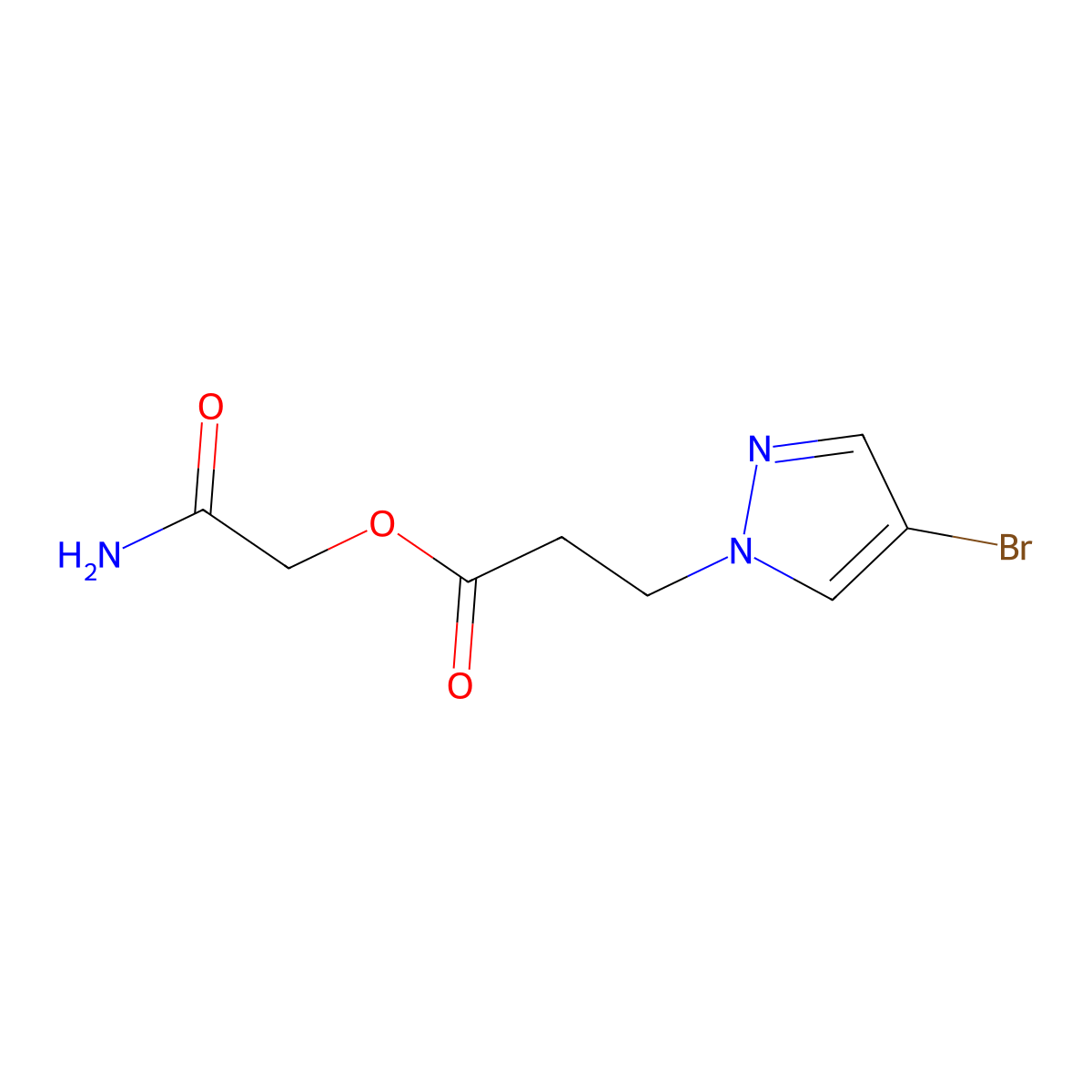 2-amino-2-oxoethyl 3-(4-bromo-1H-pyrazol-1-yl)propanoate molecular structure, CAS 1005694-05-2