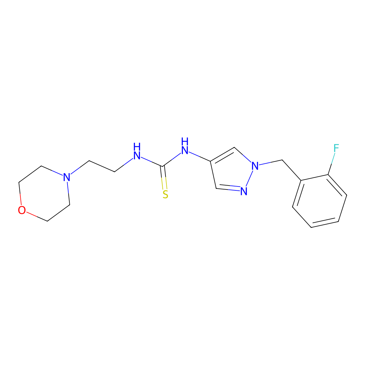 1-[1-[(2-Fluorophenyl)methyl]pyrazol-4-yl]-3-(2-morpholin-4-ylethyl)thiourea molecular structure, CAS 1005695-63-5