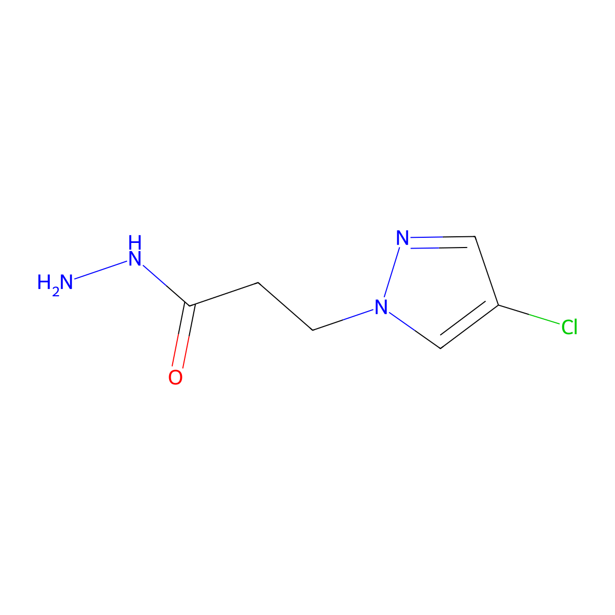 3-(4-chloro-1H-pyrazol-1-yl)propanehydrazide molecular structure, CAS 1005695-64-6