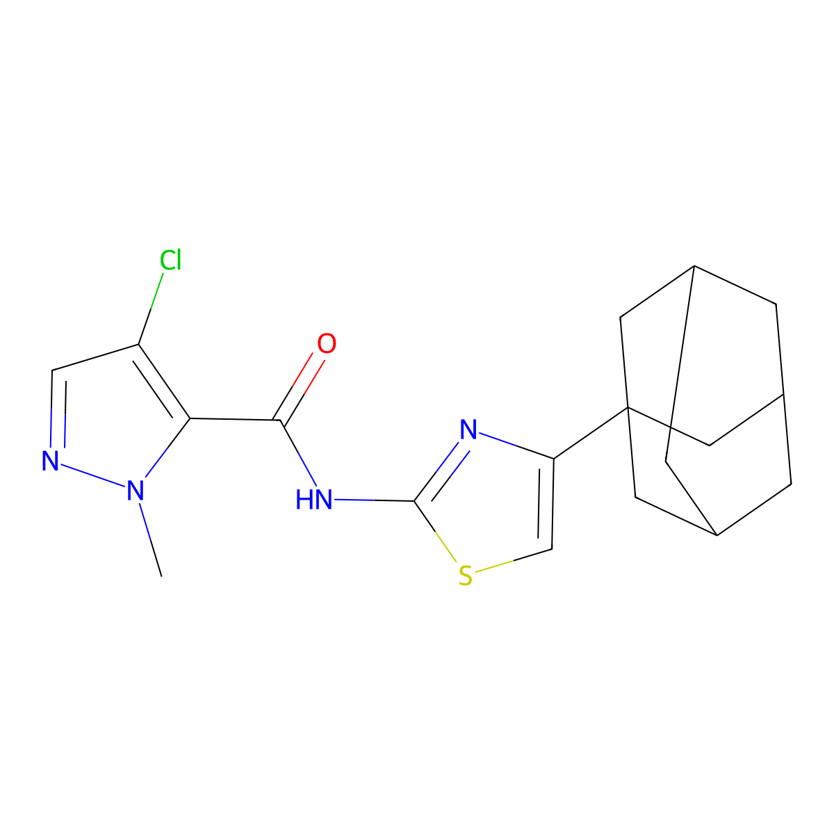 N-[4-(1-adamantyl)-1,3-thiazol-2-yl]-4-chloro-2-methylpyrazole-3-carboxamide molecular structure, CAS 1005695-67-9