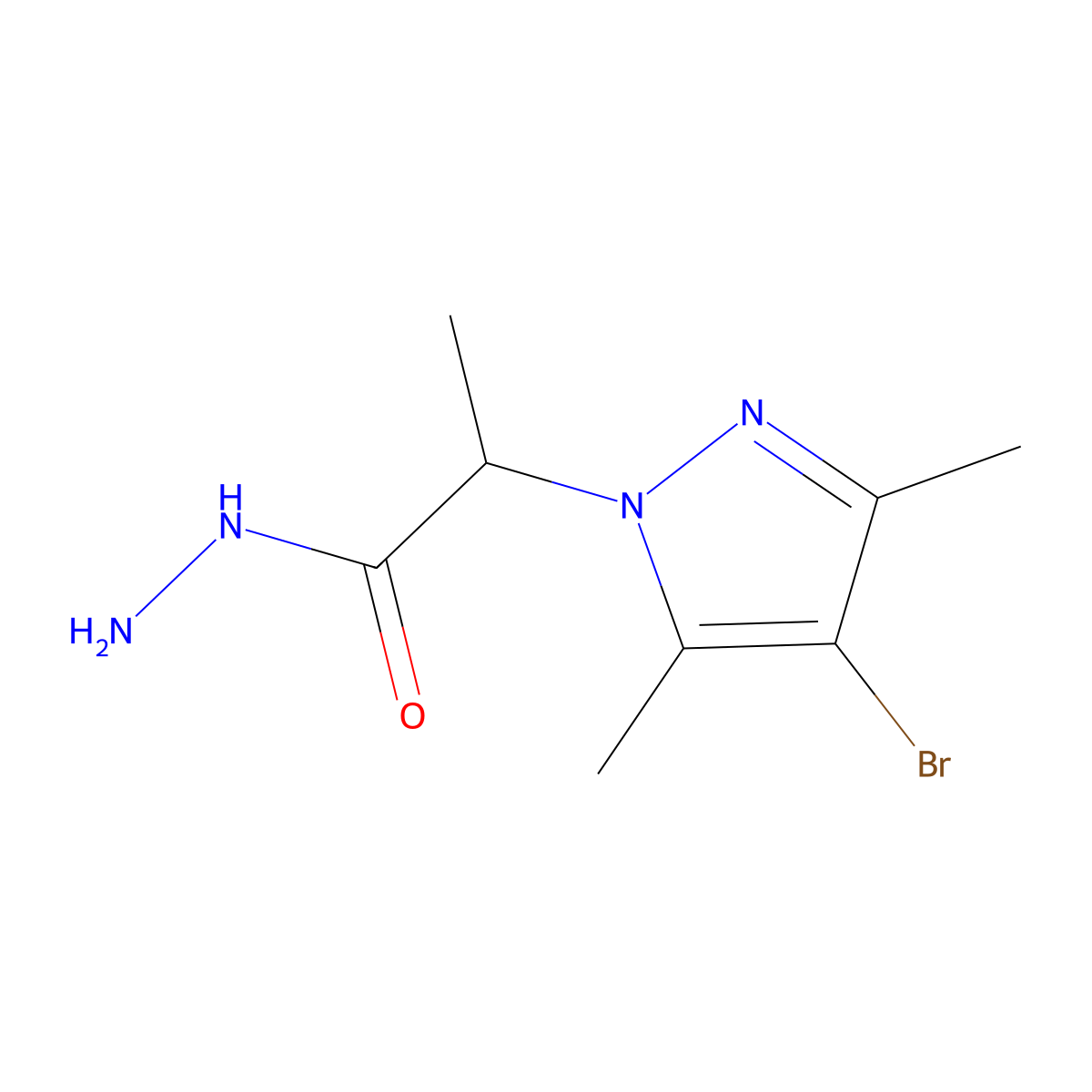 2-(4-bromo-3,5-dimethyl-1H-pyrazol-1-yl)propanehydrazide molecular structure, CAS 1005695-86-2