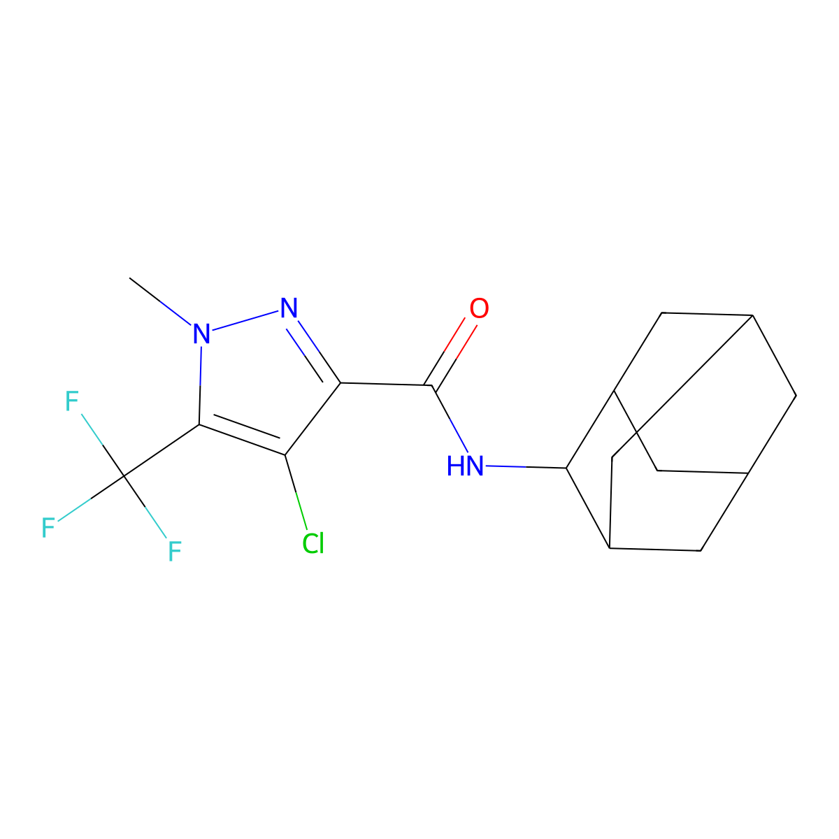 N-(2-adamantyl)-4-chloro-1-methyl-5-(trifluoromethyl)pyrazole-3-carboxamide molecular structure, CAS 1005695-89-5