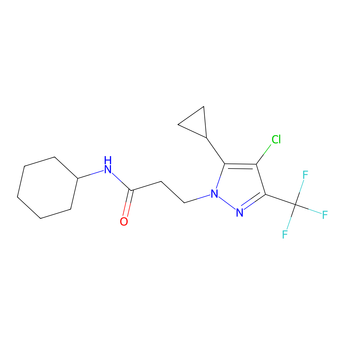 3-[4-chloro-5-cyclopropyl-3-(trifluoromethyl)pyrazol-1-yl]-N-cyclohexylpropanamide molecular structure, CAS 1005696-06-9