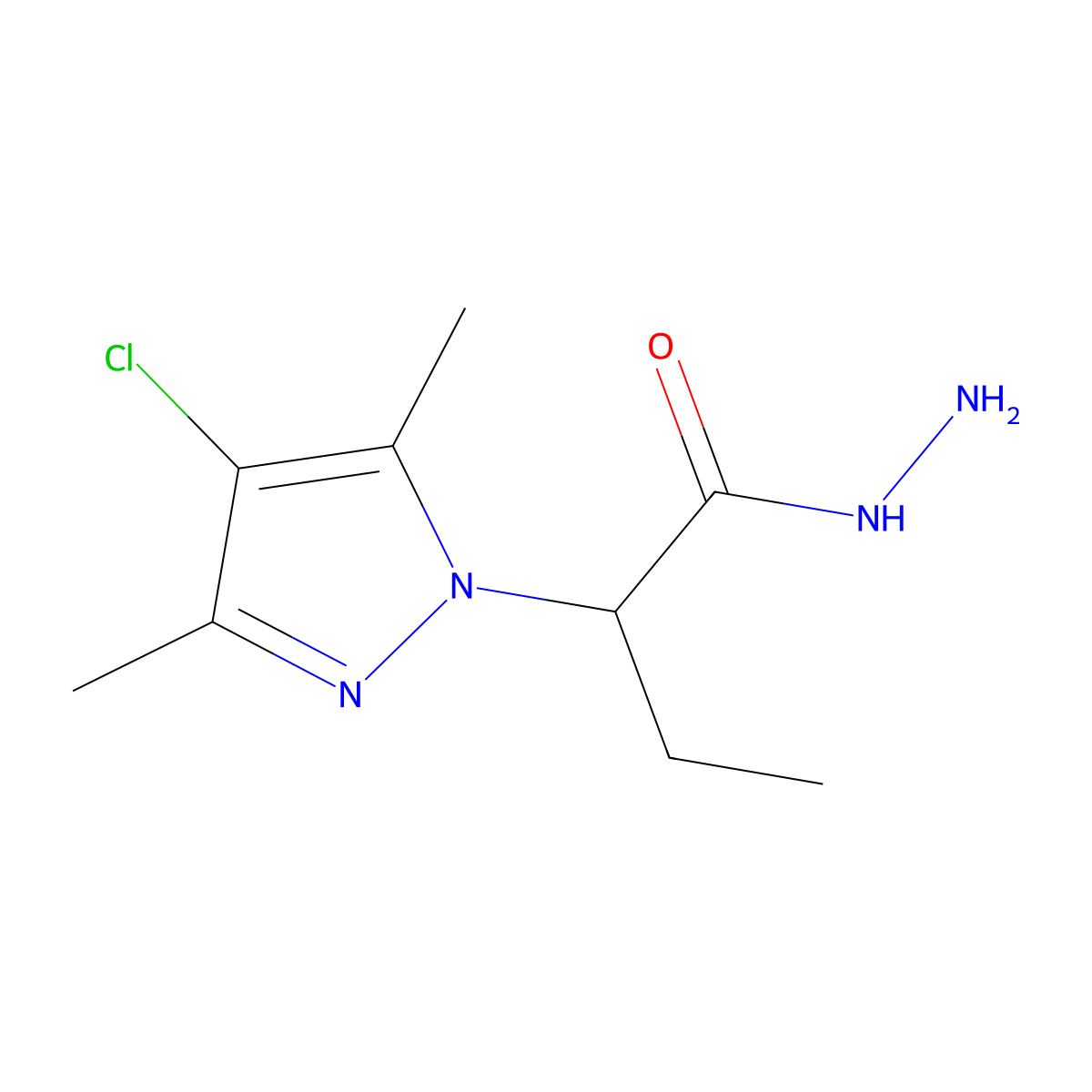 2-(4-chloro-3,5-dimethyl-1H-pyrazol-1-yl)butanehydrazide molecular structure, CAS 1005696-51-4