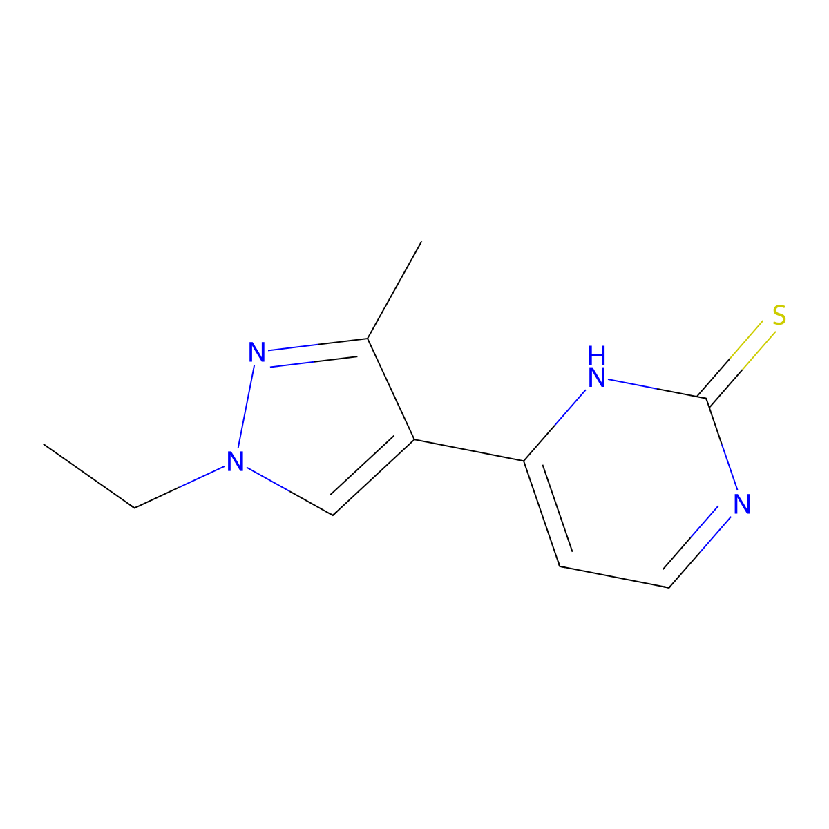 4-(1-ethyl-3-methyl-1H-pyrazol-4-yl)pyrimidine-2-thiol molecular structure, CAS 1005697-18-6