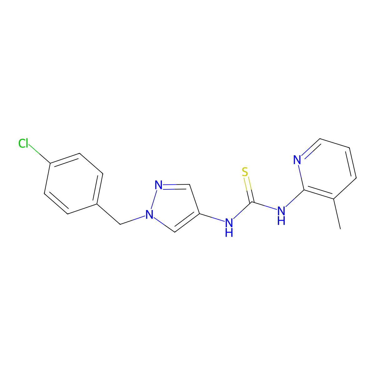 1-[1-[(4-Chlorophenyl)methyl]pyrazol-4-yl]-3-(3-methylpyridin-2-yl)thiourea molecular structure, CAS 1005697-25-5