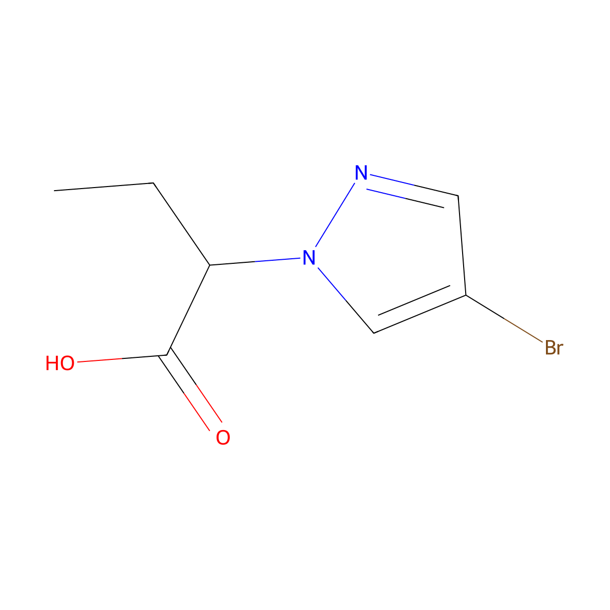 2-(4-bromo-1H-pyrazol-1-yl)butanoic acid molecular structure, CAS 1005697-69-7
