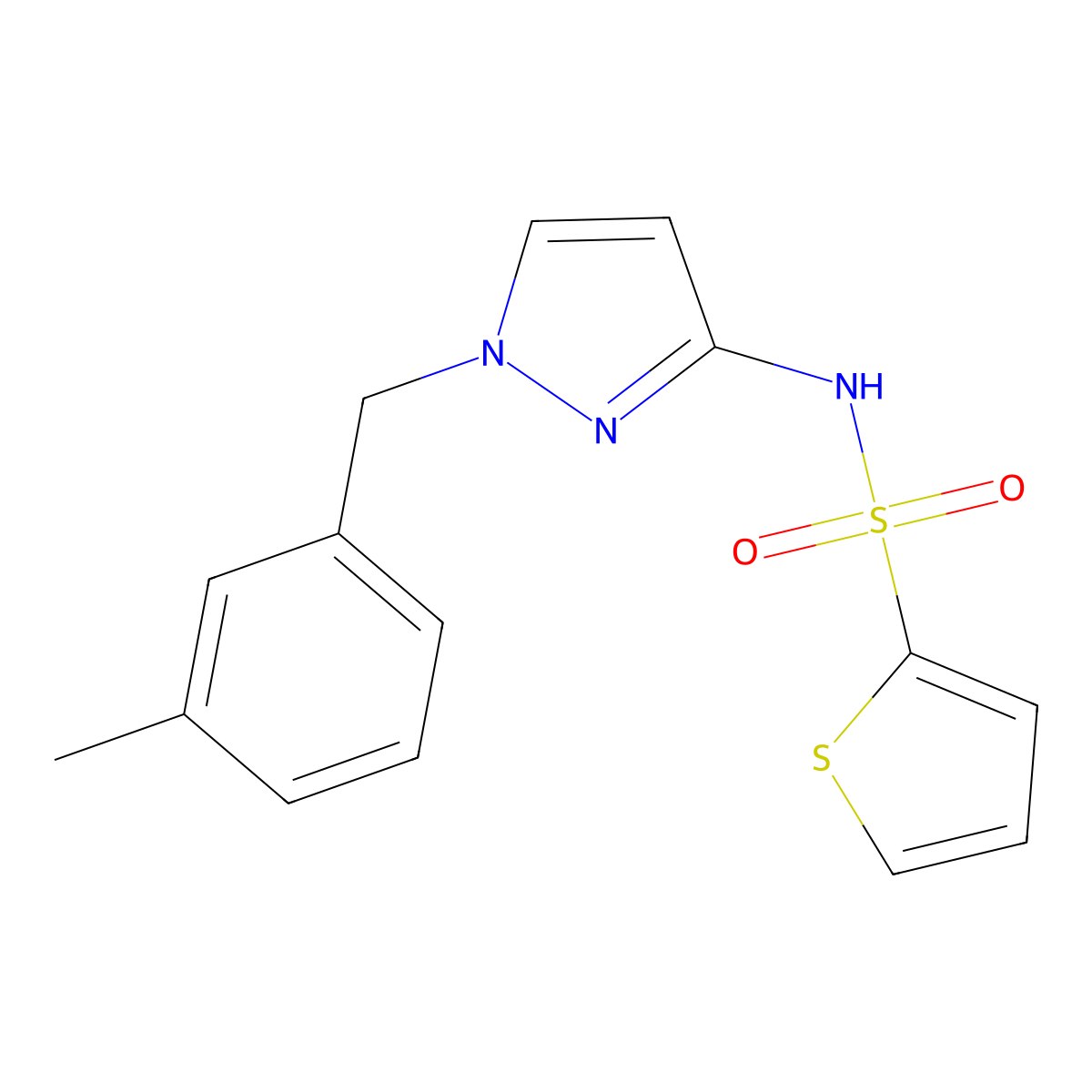 N-[1-(3-methylbenzyl)-1H-pyrazol-3-yl]thiophene-2-sulfonamide molecular structure, CAS 1005697-70-0