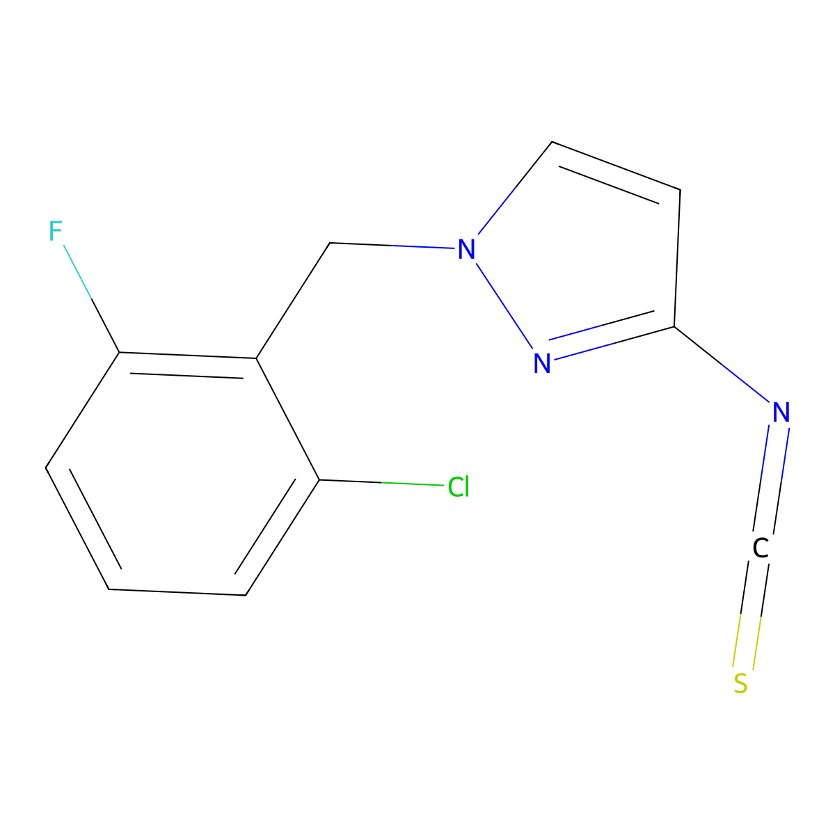 1-(2-chloro-6-fluorobenzyl)-3-isothiocyanato-1H-pyrazole molecular structure, CAS 1005697-84-6