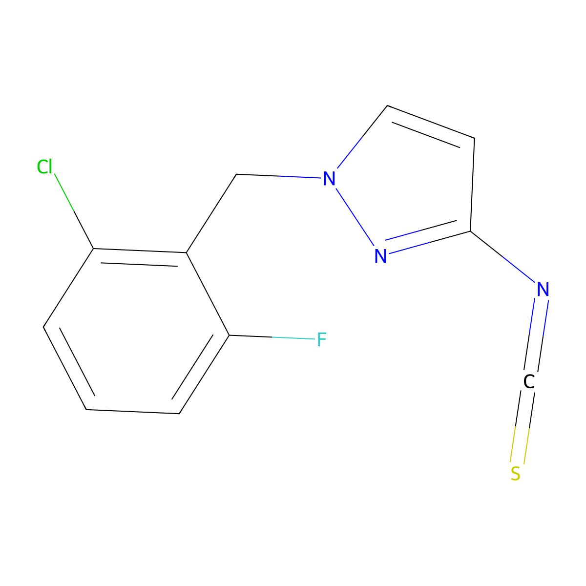 1-(2-chloro-6-fluorobenzyl)-3-isothiocyanato-1H-pyrazole molecular structure, CAS 1005697-84-6