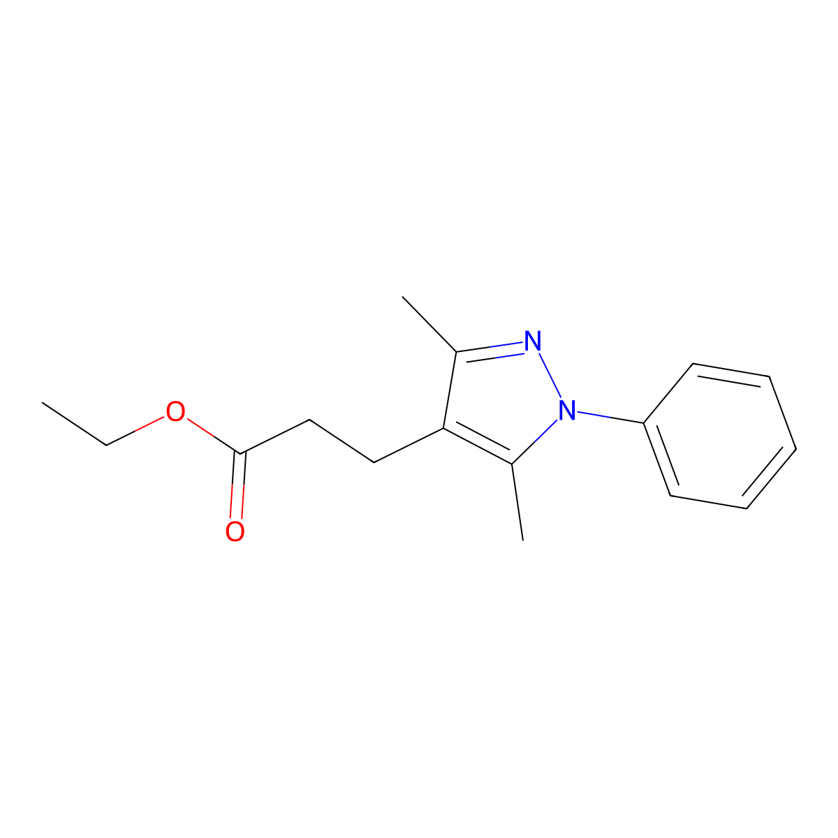 ethyl 3-(3,5-dimethyl-1-phenyl-1H-pyrazol-4-yl)propanoate molecular structure, CAS 1005698-25-8