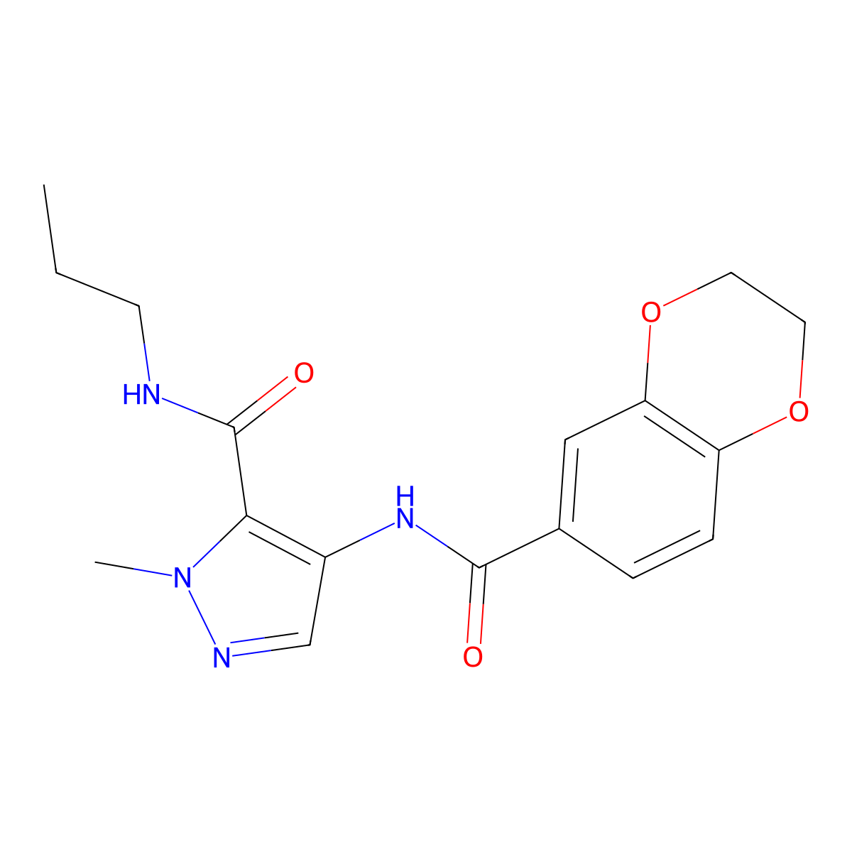 4-(2,3-dihydro-1,4-benzodioxine-6-carbonylamino)-2-methyl-N-propylpyrazole-3-carboxamide molecular structure, CAS 1005699-03-5