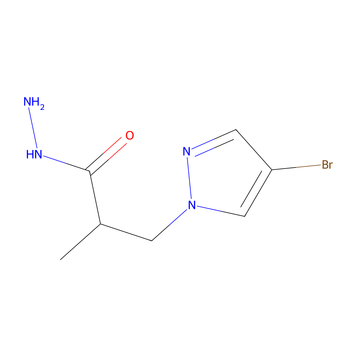 3-(4-bromo-1H-pyrazol-1-yl)-2-methylpropanehydrazide molecular structure, CAS 1005699-49-9