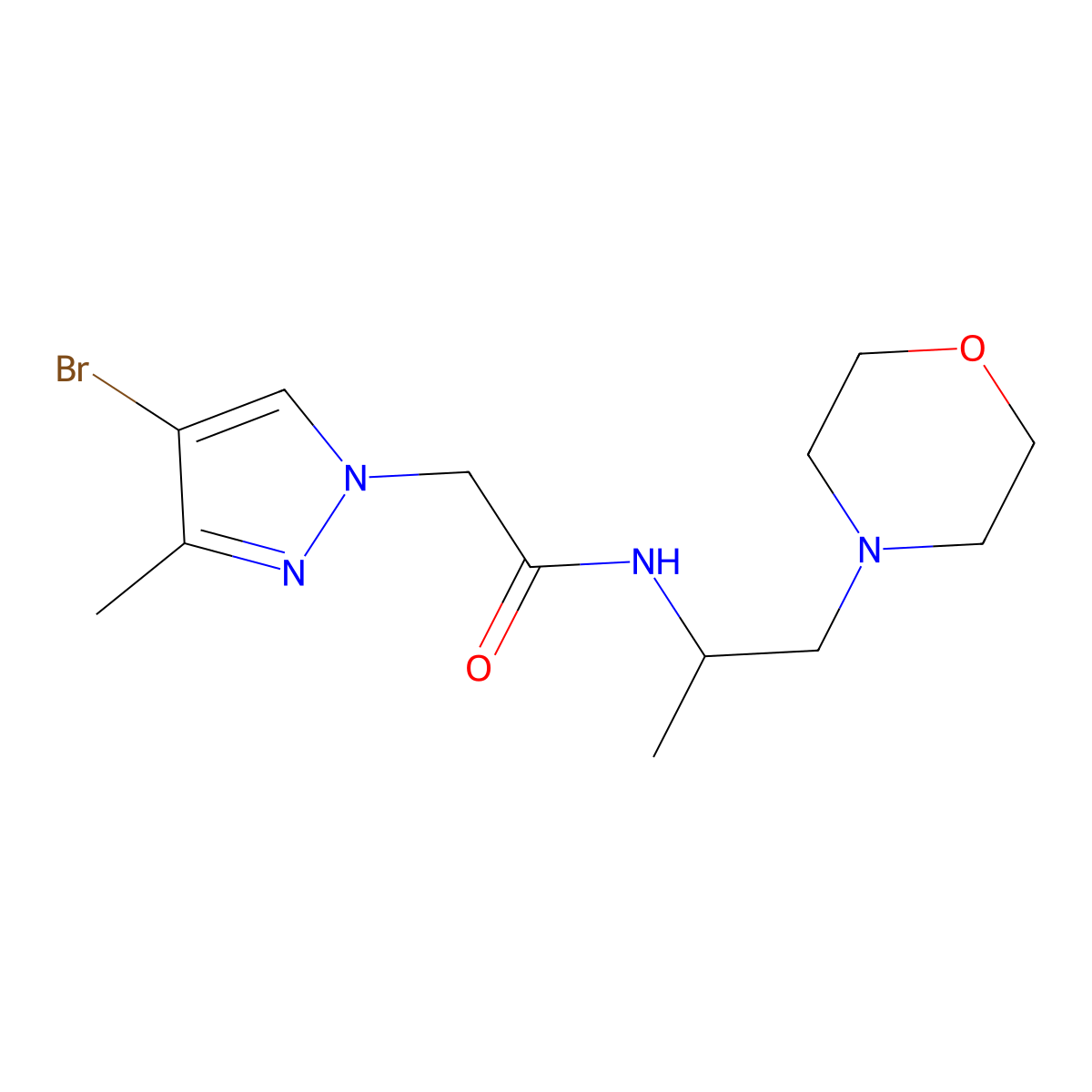 4-Bromo-3-methyl-N-[1-methyl-2-(4-morpholinyl)ethyl]-1H-pyrazole-1-acetamide molecular structure, CAS 1005699-50-2