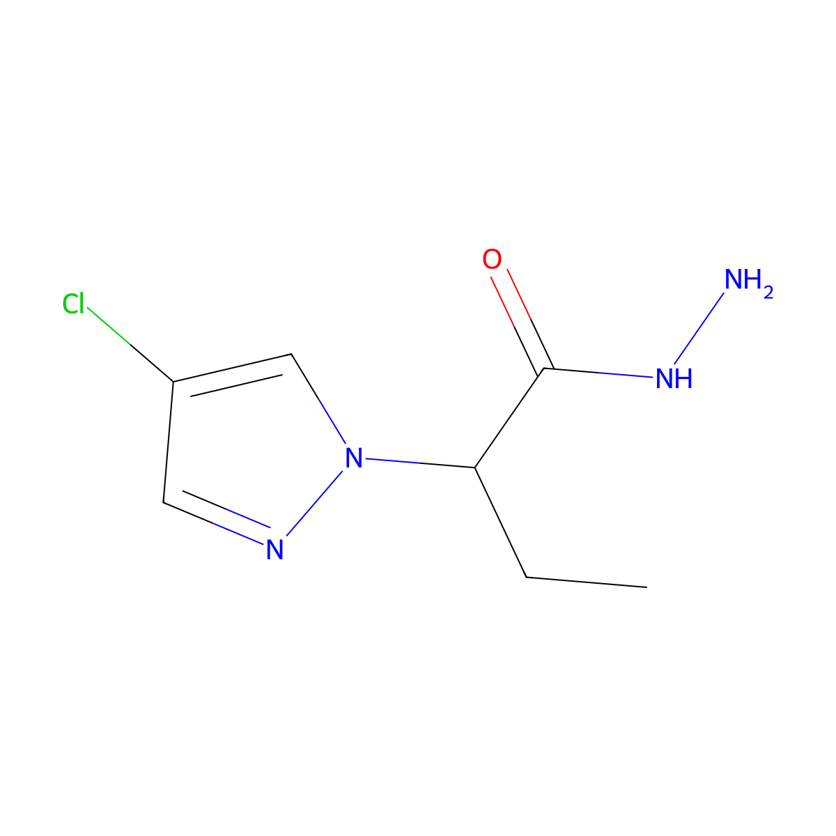 2-(4-chloro-1H-pyrazol-1-yl)butanehydrazide molecular structure, CAS 1005699-87-5