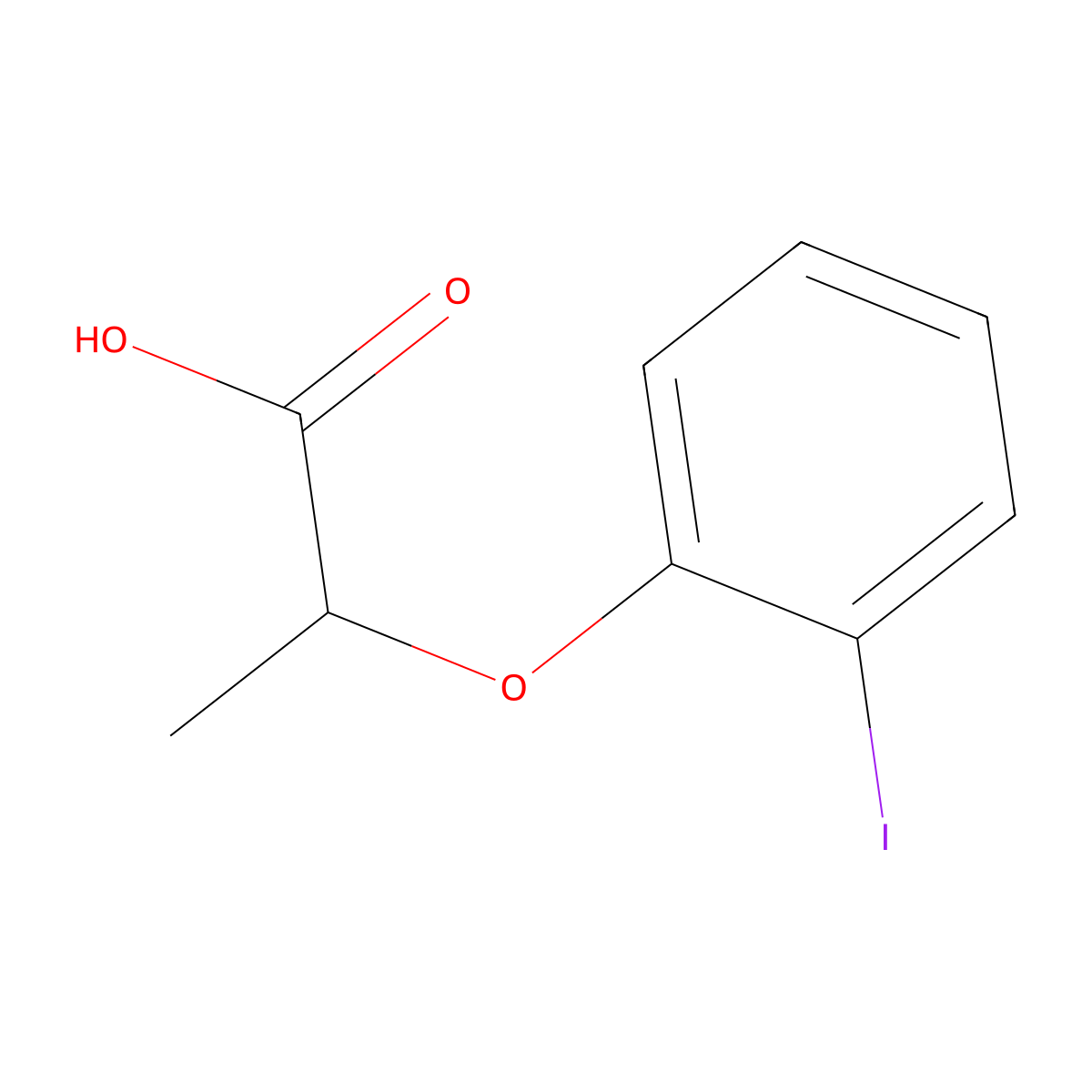 (2R)-2-(2-Iodophenoxy)propanoic acid molecular structure, CAS 10057-04-2
